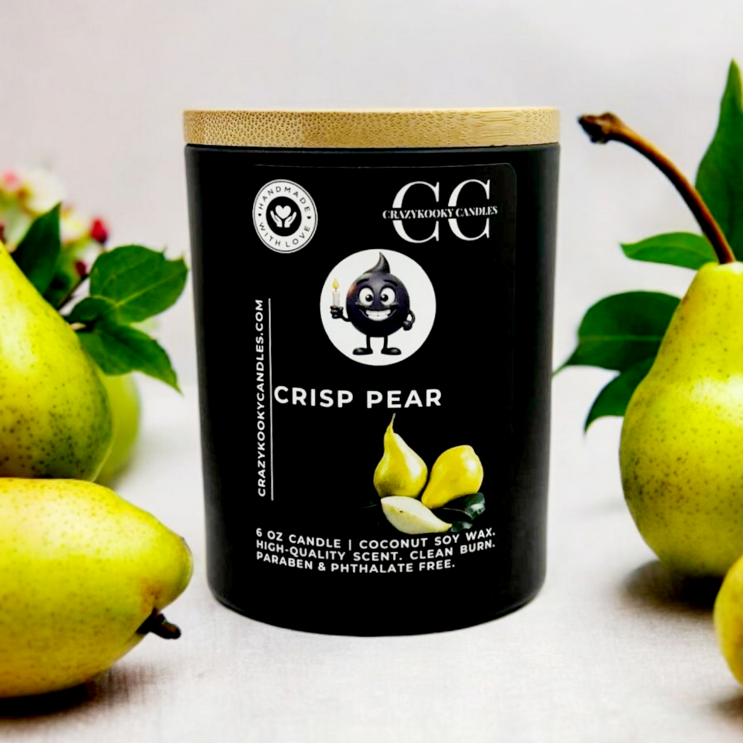 CRISP PEAR - Funny Candle, Scented Coconut Soy Candle, 6oz - CrazyKooky Candles LLC