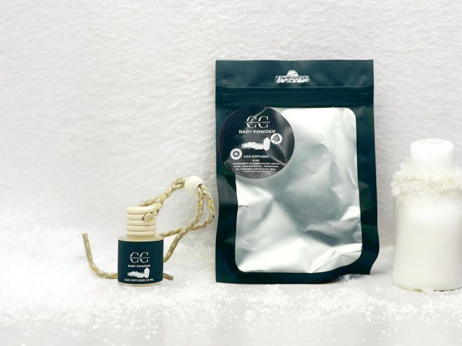 BABY POWDER - Car Diffuser, 8ml - CrazyKooky Candles LLC