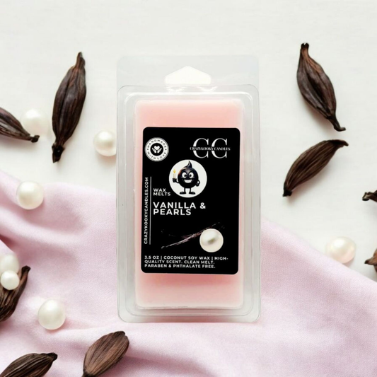 VANILLA & PEARLS - Wax Melts, Scented Coconut Soy, 3.5oz - CrazyKooky Candles LLC