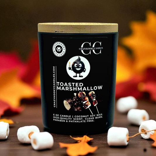TOASTED MARSHMALLOW - Funny Candle, Scented Coconut Soy Candle, 6oz - CrazyKooky Candles LLC