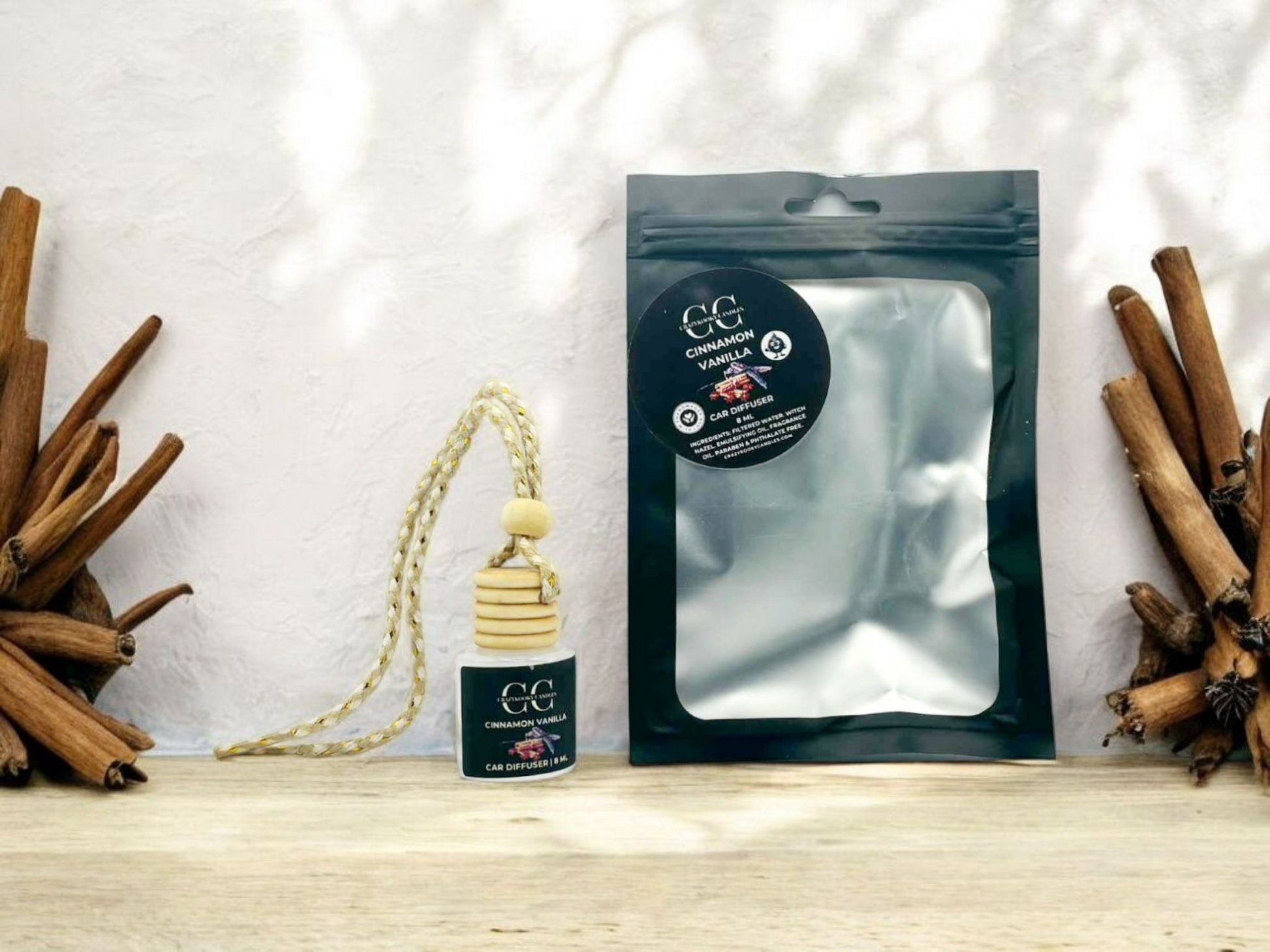 CINNAMON VANILLA - Car Diffuser, 8ml - CrazyKooky Candles LLC