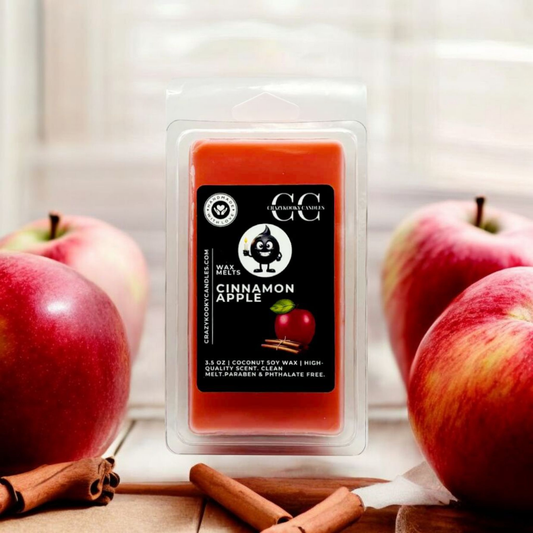CINNAMON APPLE - Wax Melts, Scented Coconut Soy, 3.5oz - CrazyKooky Candles LLC
