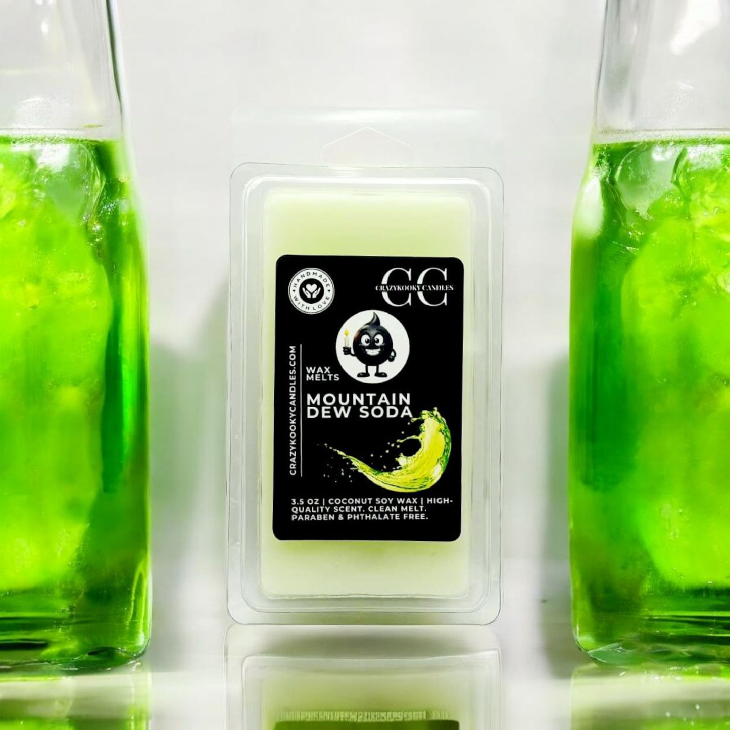 MOUNTAIN DEW SODA - Wax Melts, Scented Coconut Soy, 3.5oz - CrazyKooky Candles LLC