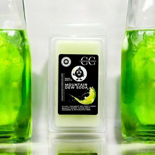 MOUNTAIN DEW SODA - Wax Melts, Scented Coconut Soy, 3.5oz - CrazyKooky Candles LLC