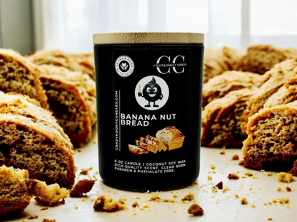 BANANA NUT BREAD - Funny Candle, Scented Coconut Soy Candle, 6oz - CrazyKooky Candles LLC