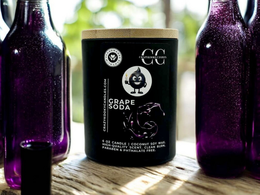 GRAPE SODA - Funny Candle, Scented Coconut Soy Candle, 6oz - CrazyKooky Candles LLC