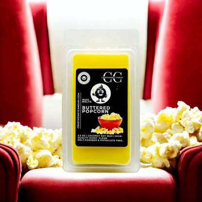BUTTERED POPCORN - Wax Melts, Scented Coconut Soy, 3.5oz - CrazyKooky Candles LLC