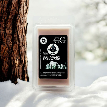 MAHOGANY TEAKWOOD - Wax Melts, Scented Coconut Soy, 3.5oz - CrazyKooky Candles LLC