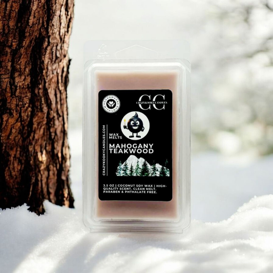 MAHOGANY TEAKWOOD - Wax Melts, Scented Coconut Soy, 3.5oz - CrazyKooky Candles LLC