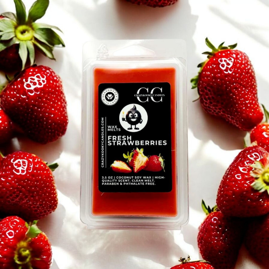 FRESH STRAWBERRIES - Wax Melts, Scented Coconut Soy, 3.5oz - CrazyKooky Candles LLC