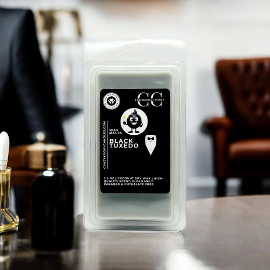 BLACK TUXEDO - Wax Melts, Scented Coconut Soy, 3.5oz - CrazyKooky Candles LLC