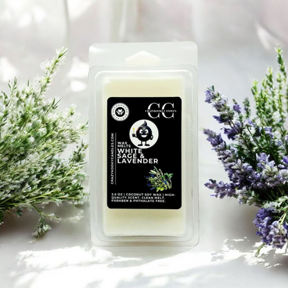 WHITE SAGE & LAVENDER - Wax Melts, Scented Coconut Soy, 3.5oz - CrazyKooky Candles LLC