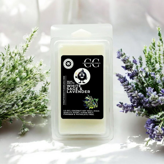 WHITE SAGE & LAVENDER - Wax Melts, Scented Coconut Soy, 3.5oz - CrazyKooky Candles LLC