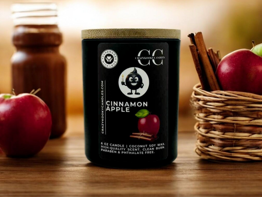 CINNAMON APPLE - Funny Candle, Scented Coconut Soy Candle, 6oz - CrazyKooky Candles LLC