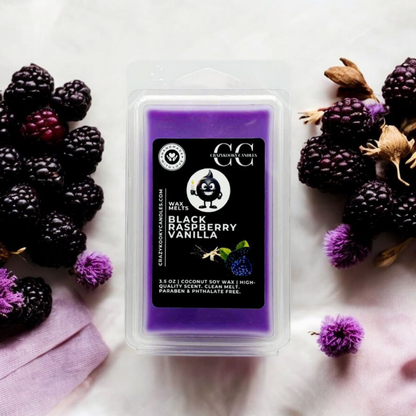 BLACK RASPBERRY VANILLA - Wax Melts, Scented Coconut Soy, 3.5oz - CrazyKooky Candles LLC