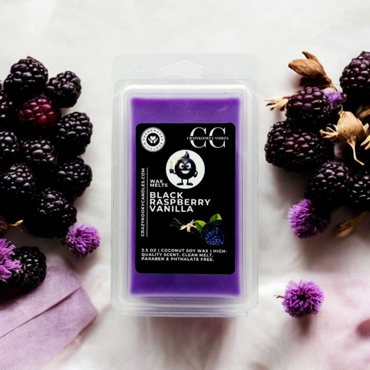 BLACK RASPBERRY VANILLA - Wax Melts, Scented Coconut Soy, 3.5oz - CrazyKooky Candles LLC