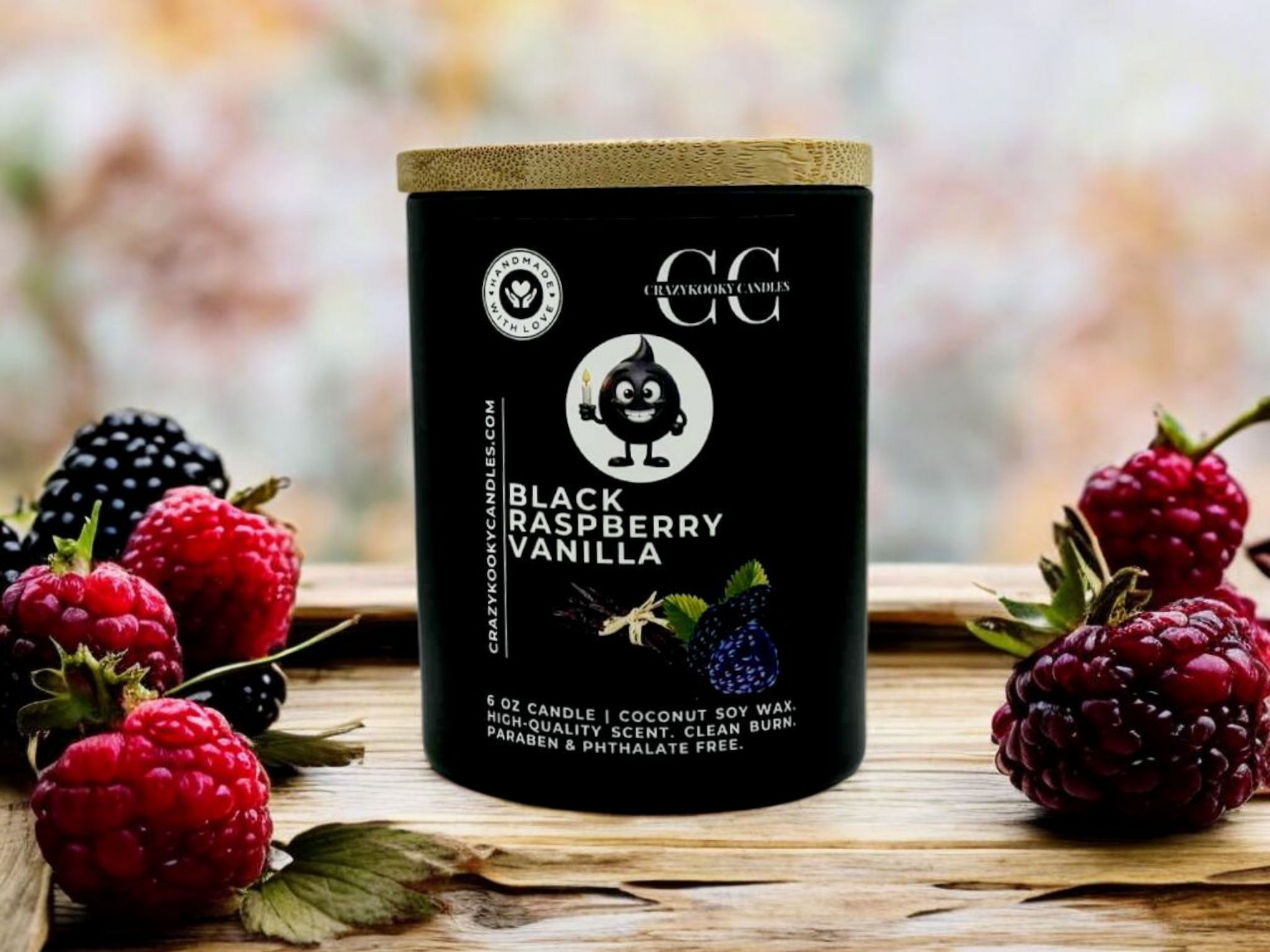 BLACK RASPBERRY VANILLA - Funny Candle, Scented Coconut Soy Candle, 6oz - CrazyKooky Candles LLC
