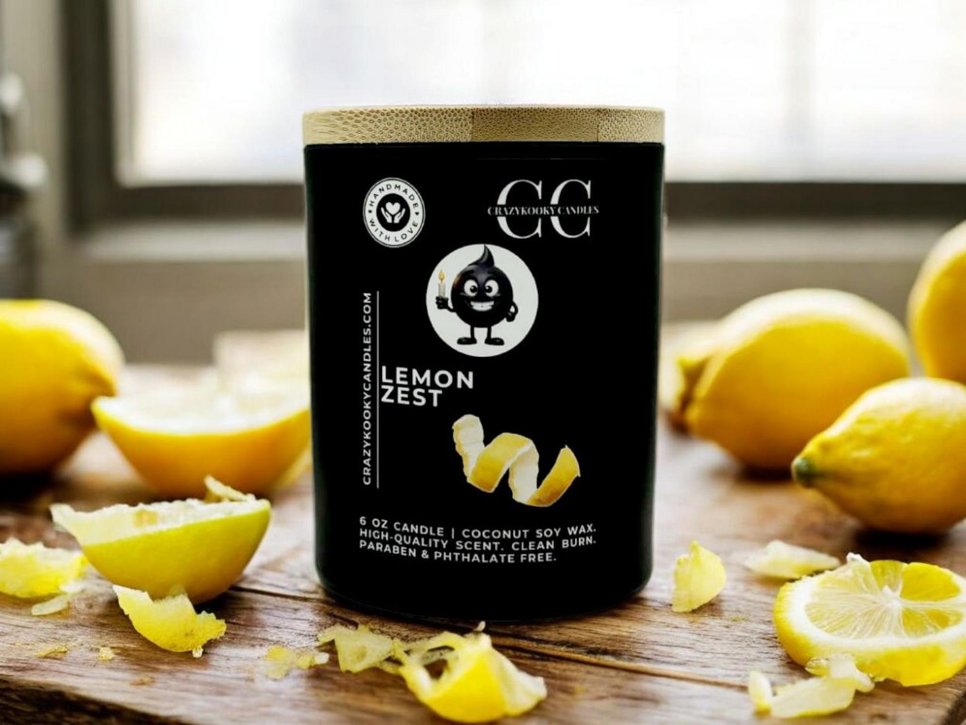 LEMON ZEST - Funny Candle, Scented Coconut Soy Candle, 6oz - CrazyKooky Candles LLC