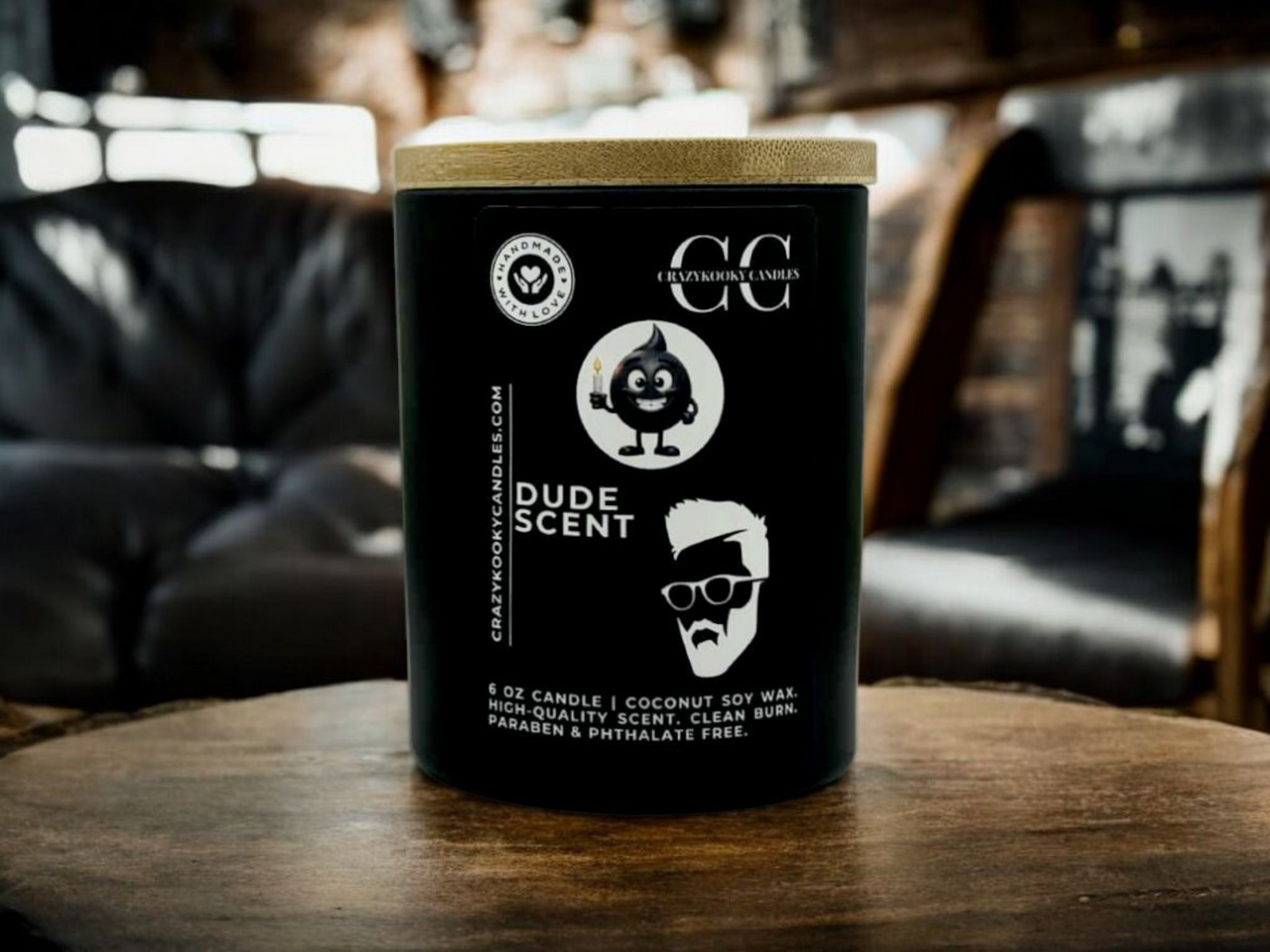 DUDE SCENT - Funny Candle, Scented Coconut Soy Candle, 6oz - CrazyKooky Candles LLC