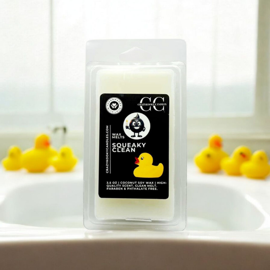 SQUEAKY CLEAN - Wax Melts, Scented Coconut Soy, 3.5oz - CrazyKooky Candles LLC
