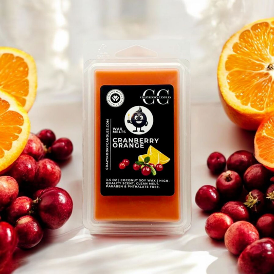 CRANBERRY ORANGE - Wax Melts, Scented Coconut Soy, 3.5oz - CrazyKooky Candles LLC