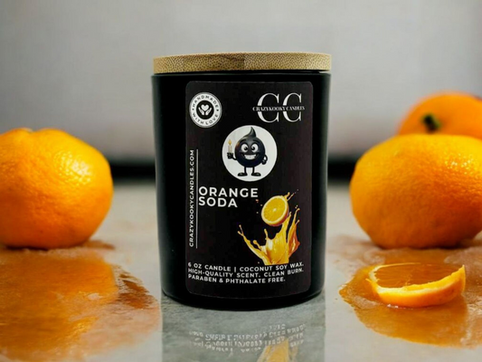 ORANGE SODA - Funny Candle, Scented Coconut Soy Candle, 6oz - CrazyKooky Candles LLC