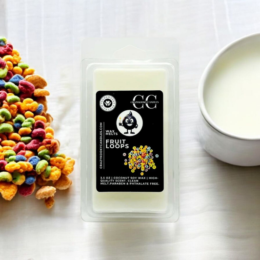 FRUIT LOOPS - Wax Melts, Scented Coconut Soy, 3.5oz - CrazyKooky Candles LLC