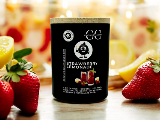 STRAWBERRY LEMONADE - Funny Candle, Scented Coconut Soy Candle, 6oz - CrazyKooky Candles LLC