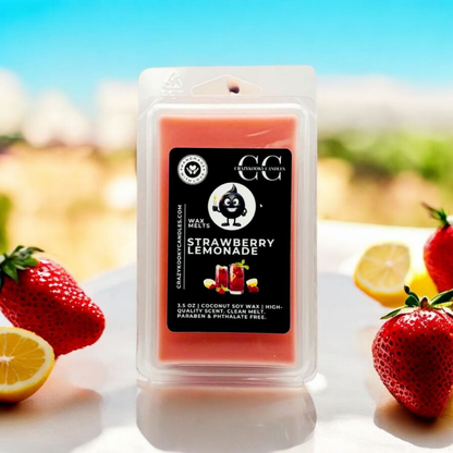 STRAWBERRY LEMONADE - Wax Melts, Scented Coconut Soy, 3.5oz - CrazyKooky Candles LLC