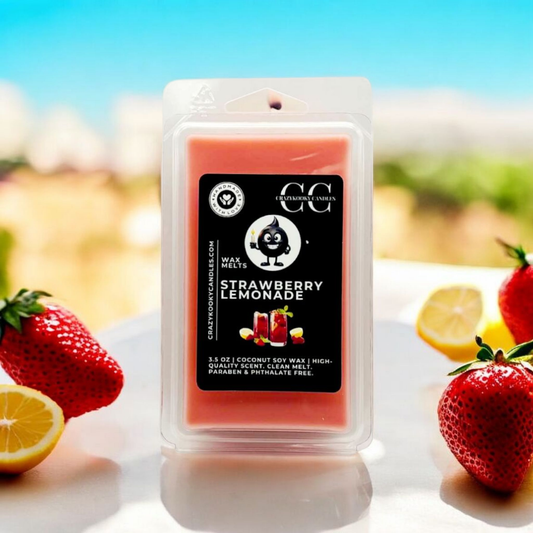 STRAWBERRY LEMONADE - Wax Melts, Scented Coconut Soy, 3.5oz - CrazyKooky Candles LLC