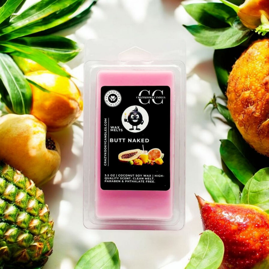 BUTT NAKED - Wax Melts, Scented Coconut Soy, 3.5oz - CrazyKooky Candles LLC