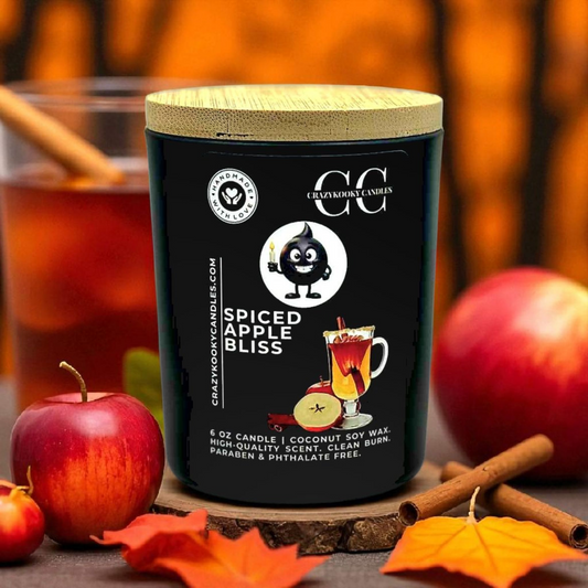 SPICED APPLE BLISS - Funny Candle, Scented Coconut Soy Candle, 6oz - CrazyKooky Candles LLC