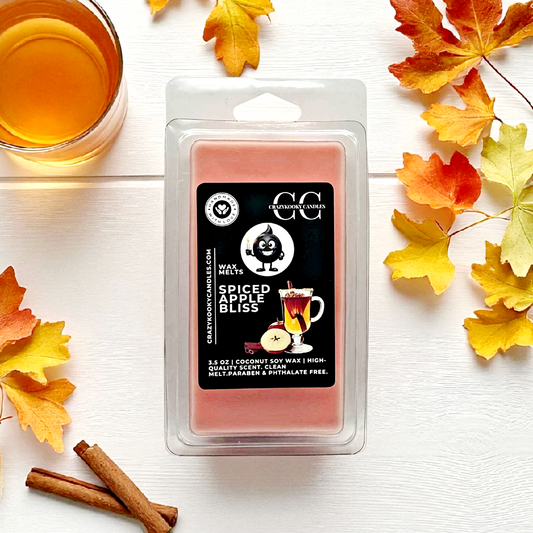 SPICED APPLE BLISS - Wax Melts, Scented Coconut Soy, 3.5oz - CrazyKooky Candles LLC