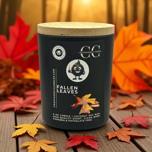 FALLEN LEAVES - Funny Candle, Scented Coconut Soy Candle, 6oz - CrazyKooky Candles LLC