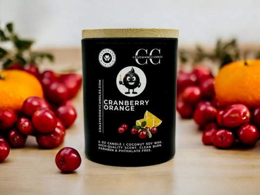 CRANBERRY ORANGE - Funny Candle, Scented Coconut Soy Candle, 6oz - CrazyKooky Candles LLC