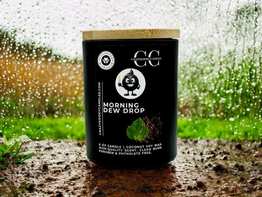 MORNING DEW DROP - Funny Candle, Scented Coconut Soy Candle, 6oz - CrazyKooky Candles LLC