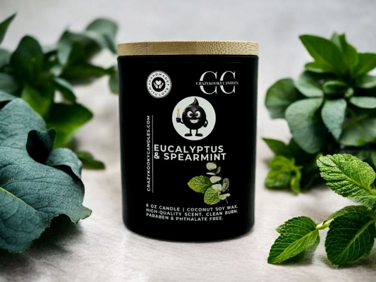EUCALYPTUS & SPEARMINT - Funny Candle, Scented Coconut Soy Candle, 6oz - CrazyKooky Candles LLC
