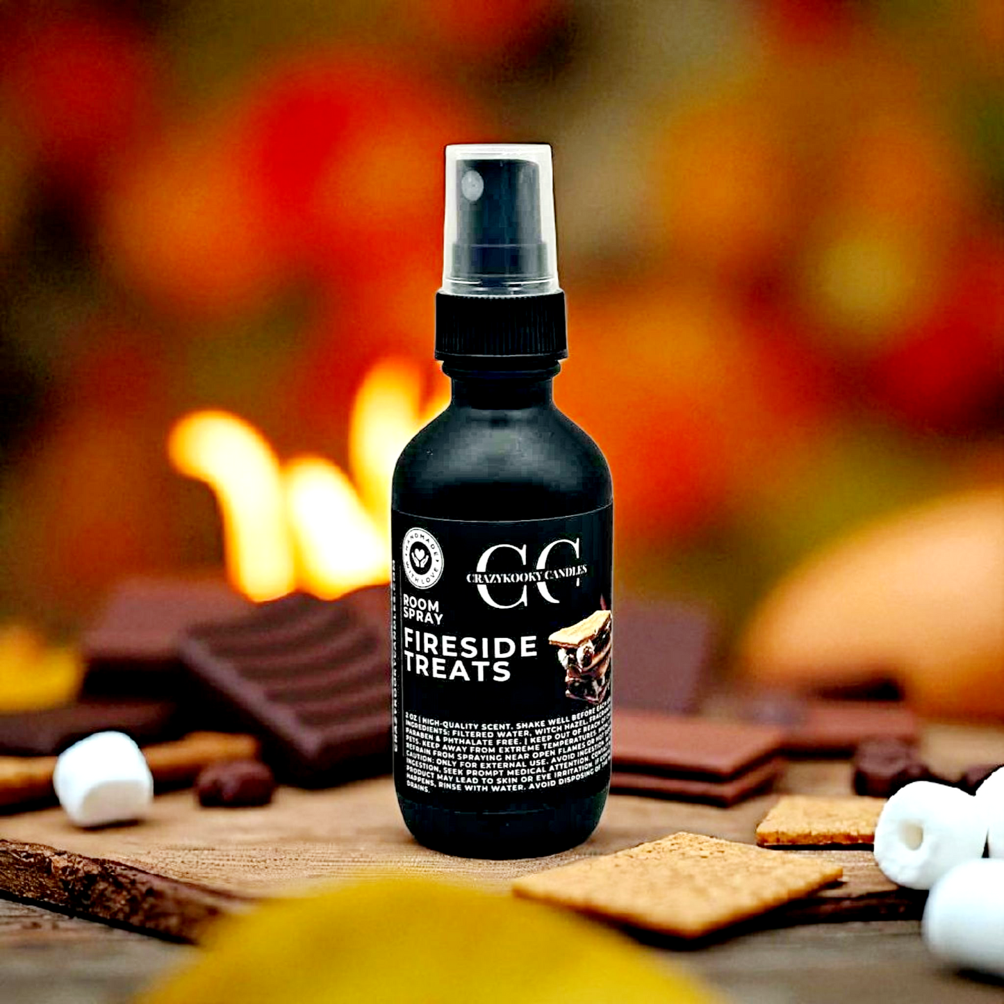 FIRESIDE TREATS - Room Spray, 2oz - CrazyKooky Candles LLC