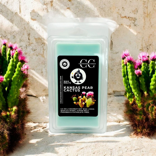 KANSAS PEAR CACTUS - Wax Melts, Scented Coconut Soy, 3.5oz - CrazyKooky Candles LLC