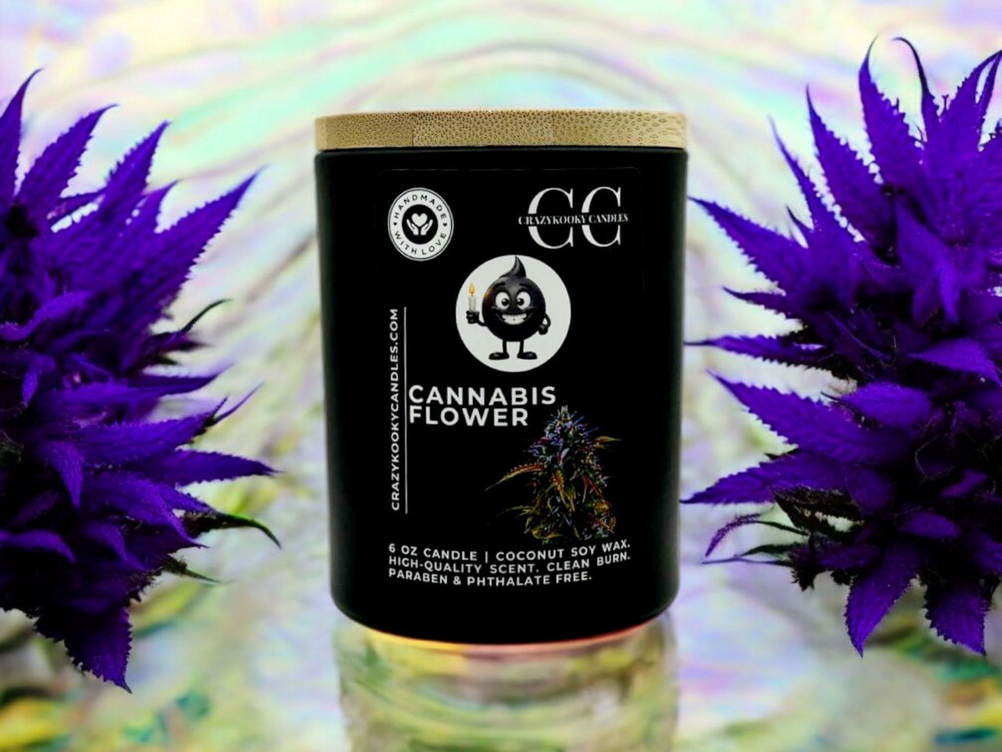 CANNABIS FLOWER - Funny Candle, Scented Coconut Soy Candle, 6oz - CrazyKooky Candles LLC