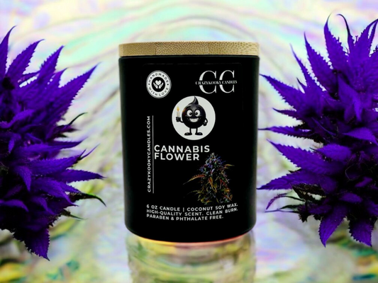 CANNABIS FLOWER - Funny Candle, Scented Coconut Soy Candle, 6oz - CrazyKooky Candles LLC