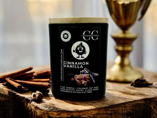 CINNAMON VANILLA - Funny Candle, Scented Coconut Soy Candle, 6oz - CrazyKooky Candles LLC