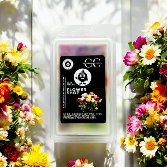 FLOWER SHOP - Wax Melts, Scented Coconut Soy, 3.5oz - CrazyKooky Candles LLC