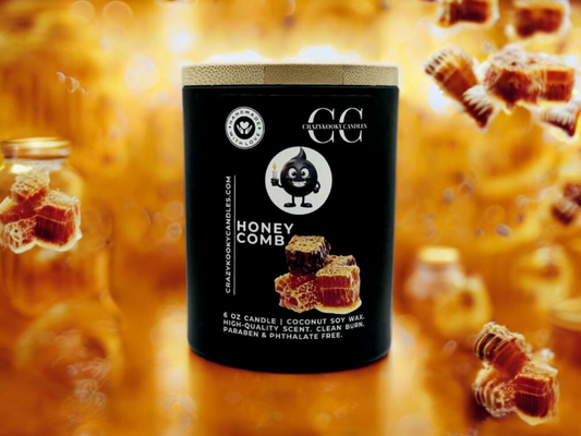 HONEY COMB - Funny Candle, Scented Coconut Soy Candle, 6oz - CrazyKooky Candles LLC