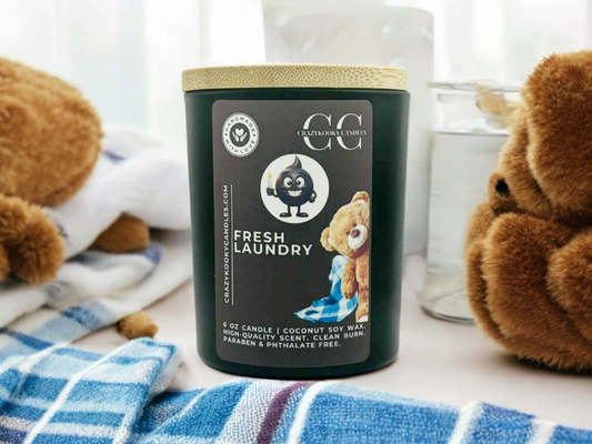 FRESH LAUNDRY - Funny Candle, Scented Coconut Soy Candle, 6oz - CrazyKooky Candles LLC