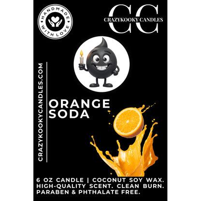 ORANGE SODA - Funny Candle, Scented Coconut Soy Candle, 6oz - CrazyKooky Candles LLC