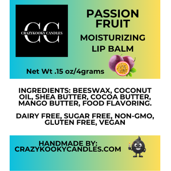PASSION FRUIT, Lip Balm, 0.15oz - CrazyKooky Candles LLC