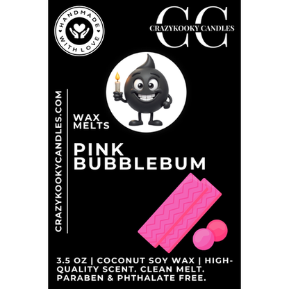 PINK BUBBLEGUM - Wax Melts, Scented Coconut Soy, 3.5oz - CrazyKooky Candles LLC