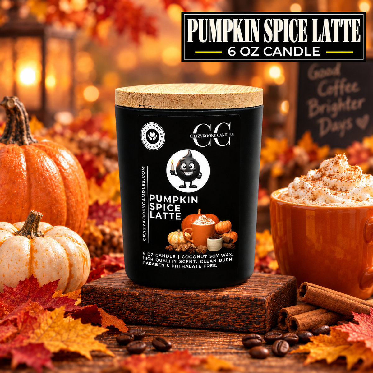 PUMPKIN SPICE LATTE - Funny Candle, Scented Coconut Soy Candle, 6oz