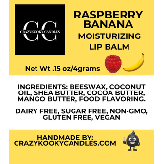 RASPBERRY BANANA, Lip Balm, 0.15oz - CrazyKooky Candles LLC